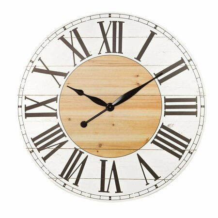 CLOCK KING 48 x 48 x 1.5 in. Renata Oversize Shiplap Wall Clock White & Walnut CL2197626